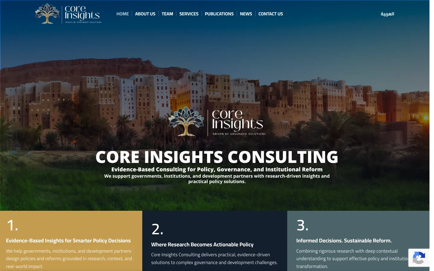 Core Insights Consulting website, home page