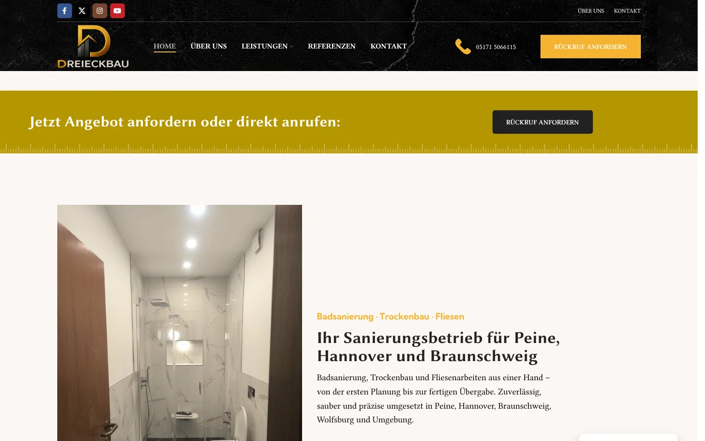 DreieckBau Sanierungsservice website, home page
