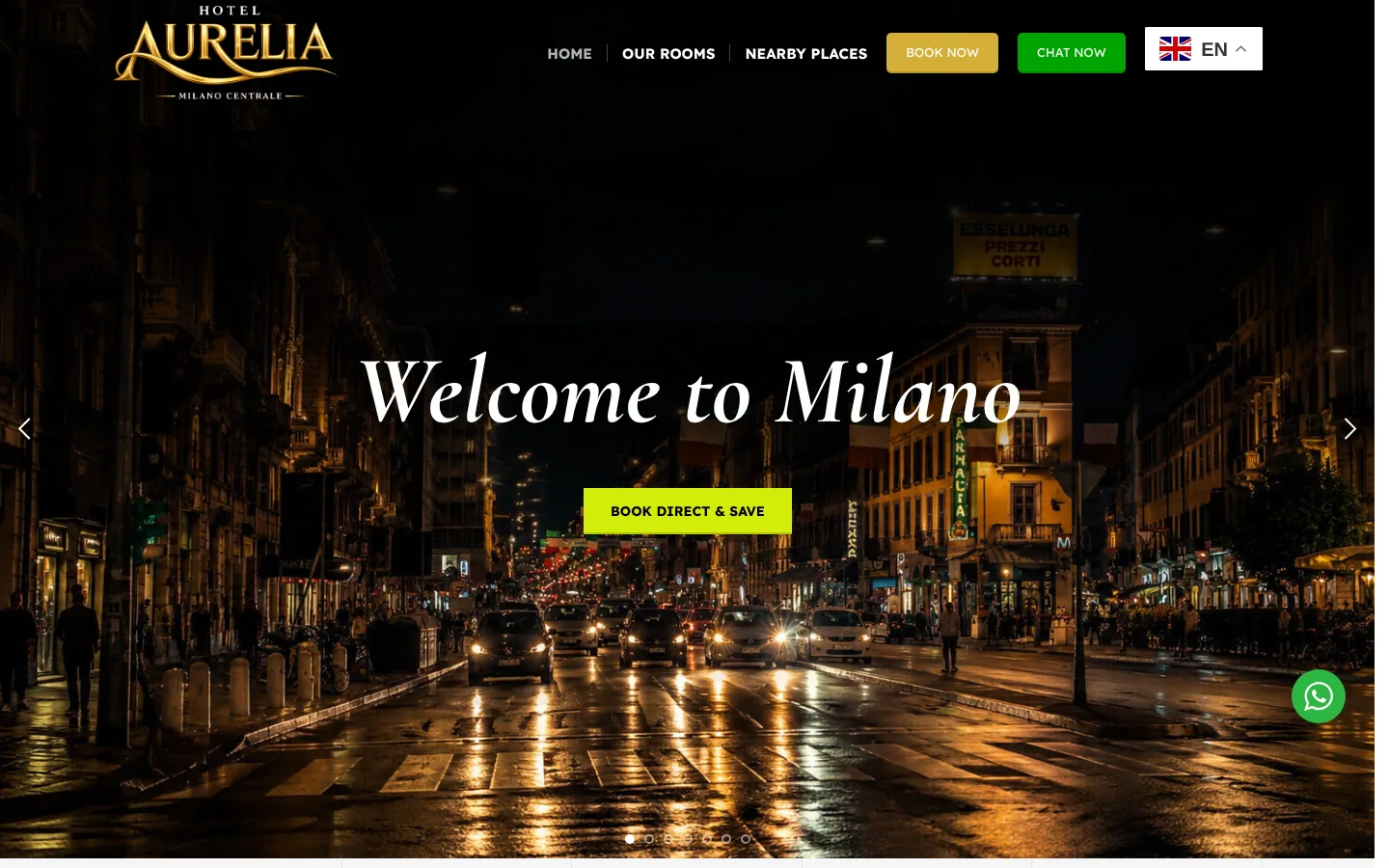 Hotel Aurelia Milano Centrale website, home page